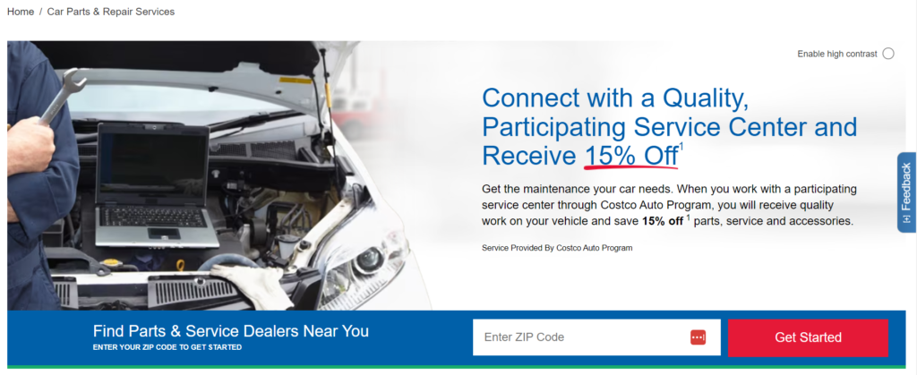 Enter Your ZIP Code for Costco Tire Center website
