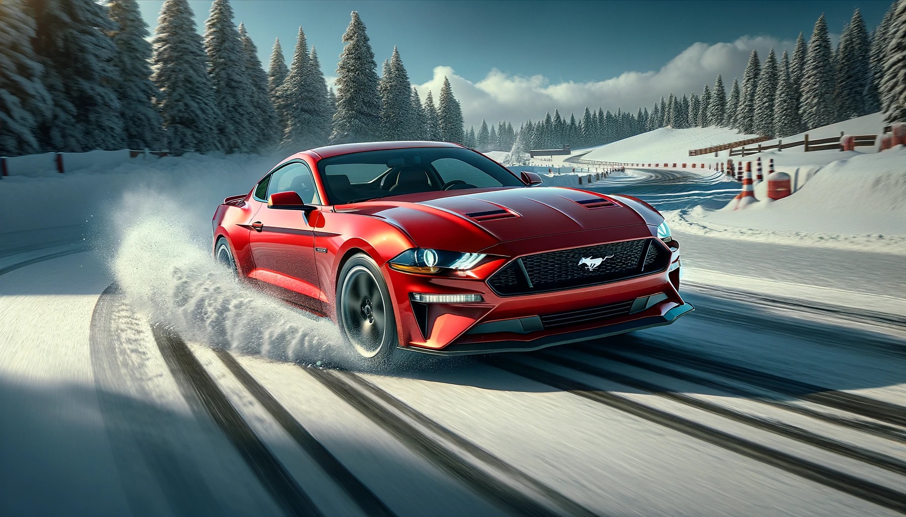 Ford Mustang on snow