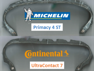 Cross Section Analysis : Michelin Primacy 4 ST vs Continental UltraContact 7