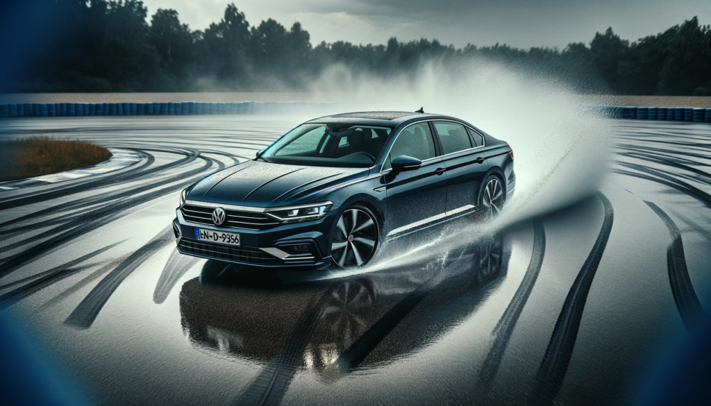 Volkswagen Passat on the wet handling track