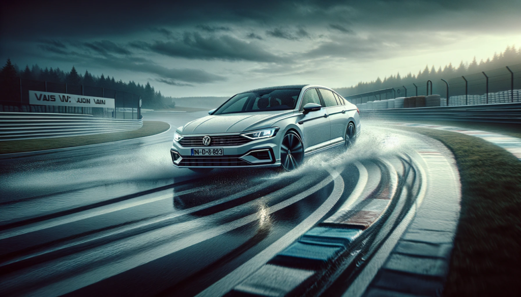 Volkswagen Passat Variant B8 on the wet handling track
