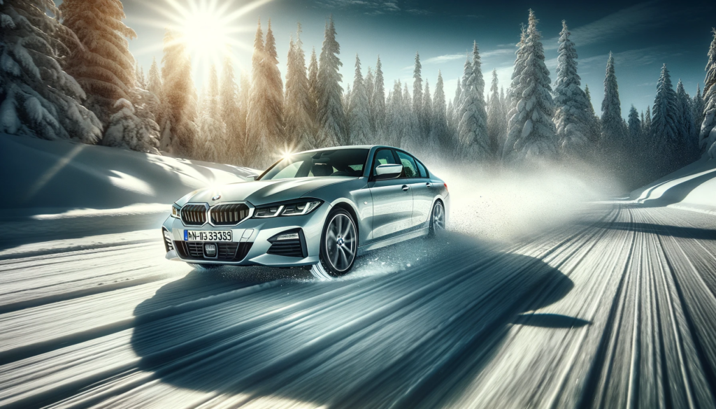 BMW 3 series in snow handling action
