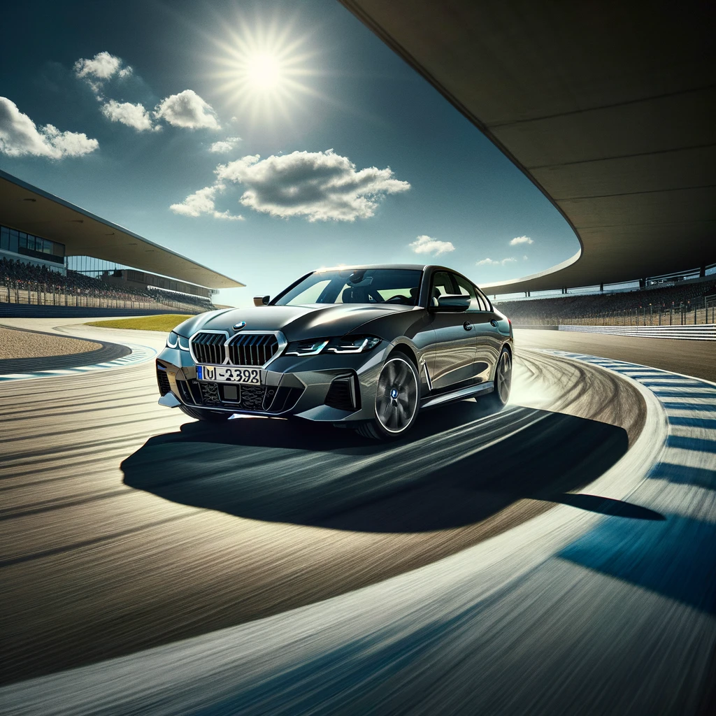 BMW 3 series on the dry handling track