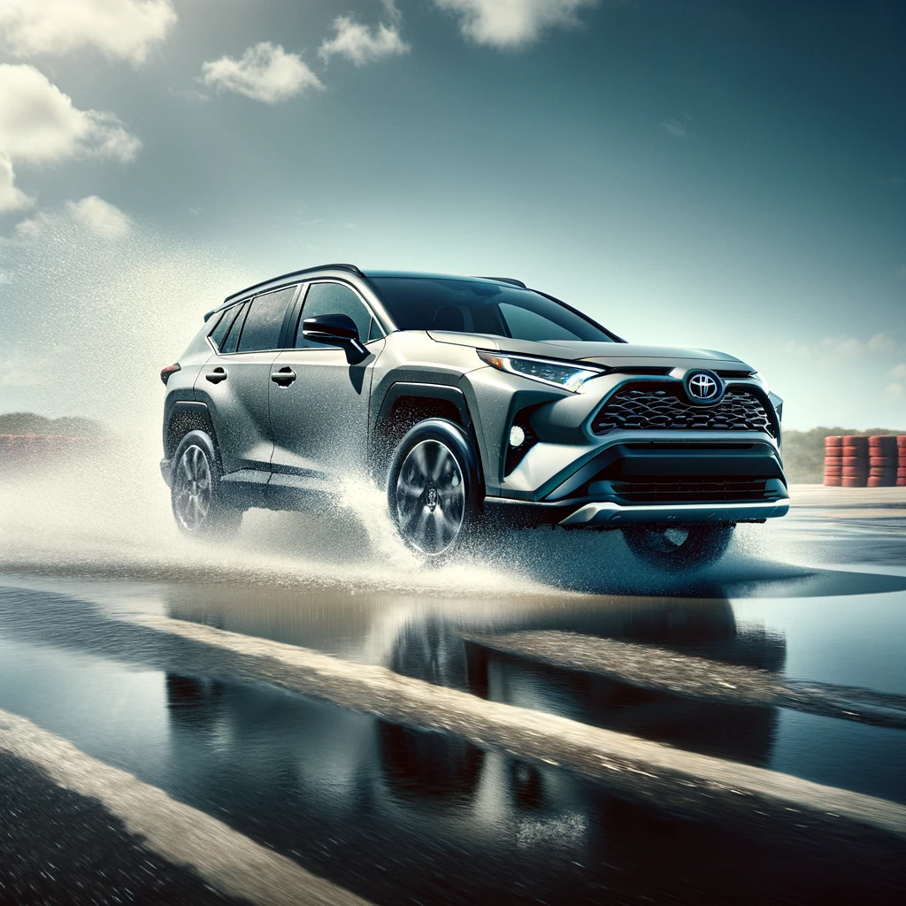 Toyota RAV 4 on wet handling actionw