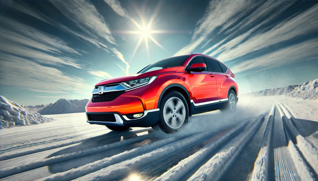 Honda CRV on snow handling action