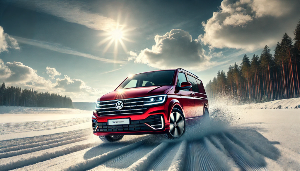 Testing Vehicle of choice: Volkswagen T6 Bulli on snow handling track