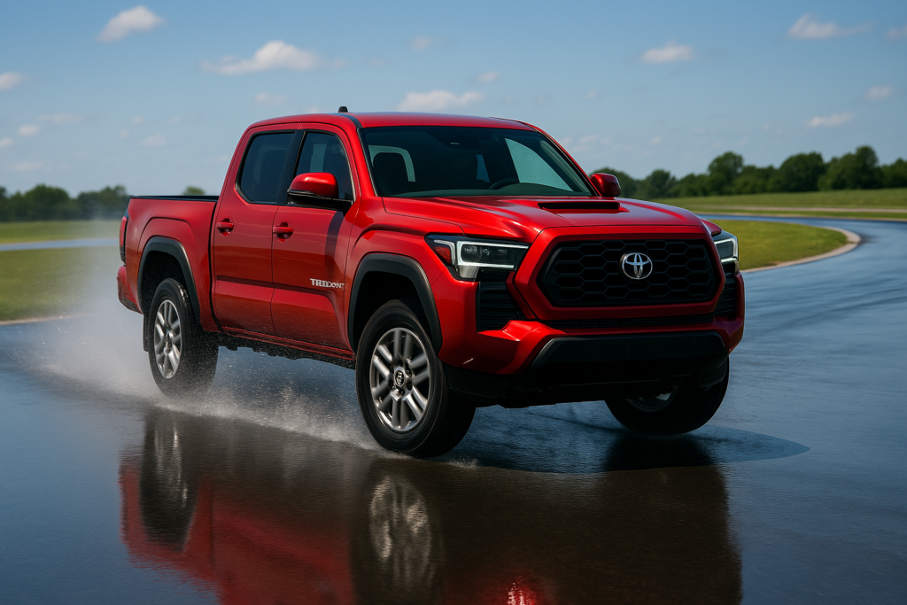 Testing Vehicle of Choice: 2024 Toyota Tacoma TRD Sport on wet handling action
