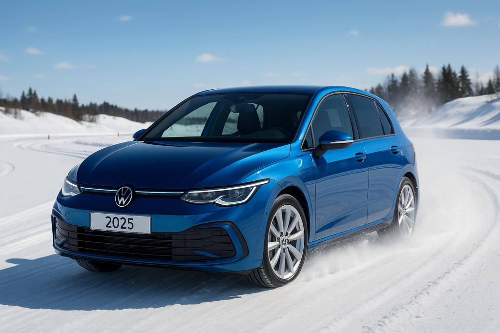 Testing Vehicle of Choice: Volkswagen Golf on Snow Handling action