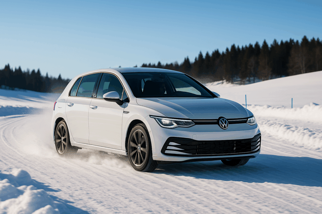 Testing Vehicle of Choice: Volkswagen Golf on snow handling action