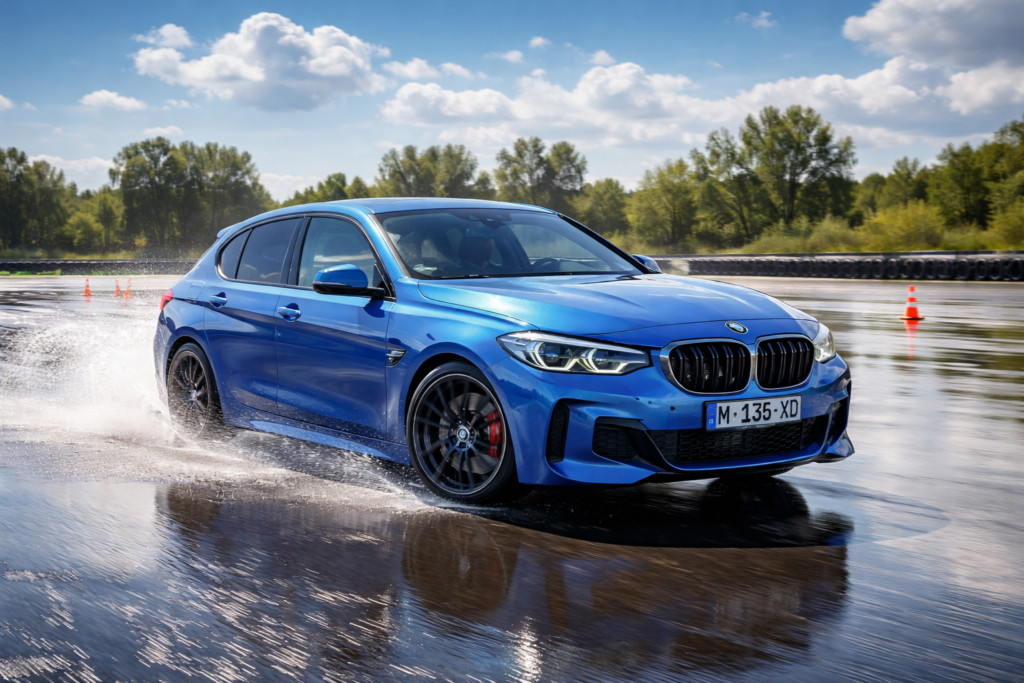 Testing Vehicle of Choice: BMW 135i xDrive on wet action