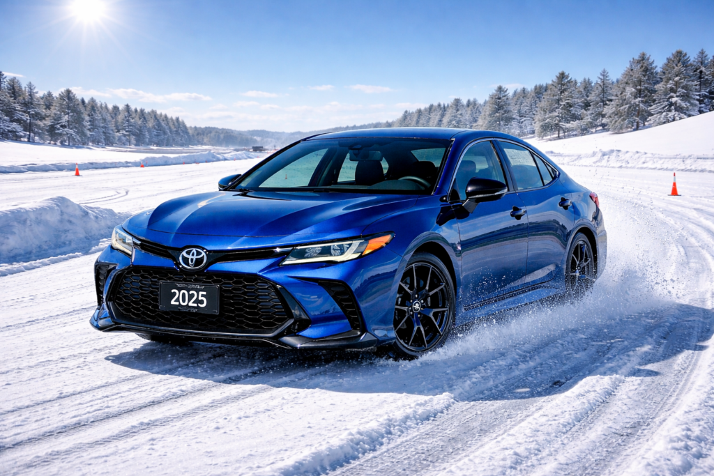 Testing Vehicle of Choice: 2025 Toyota Camry on snow handling action