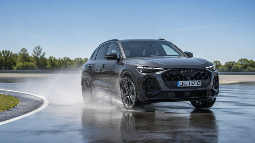 Audi Q5 on wet handling action