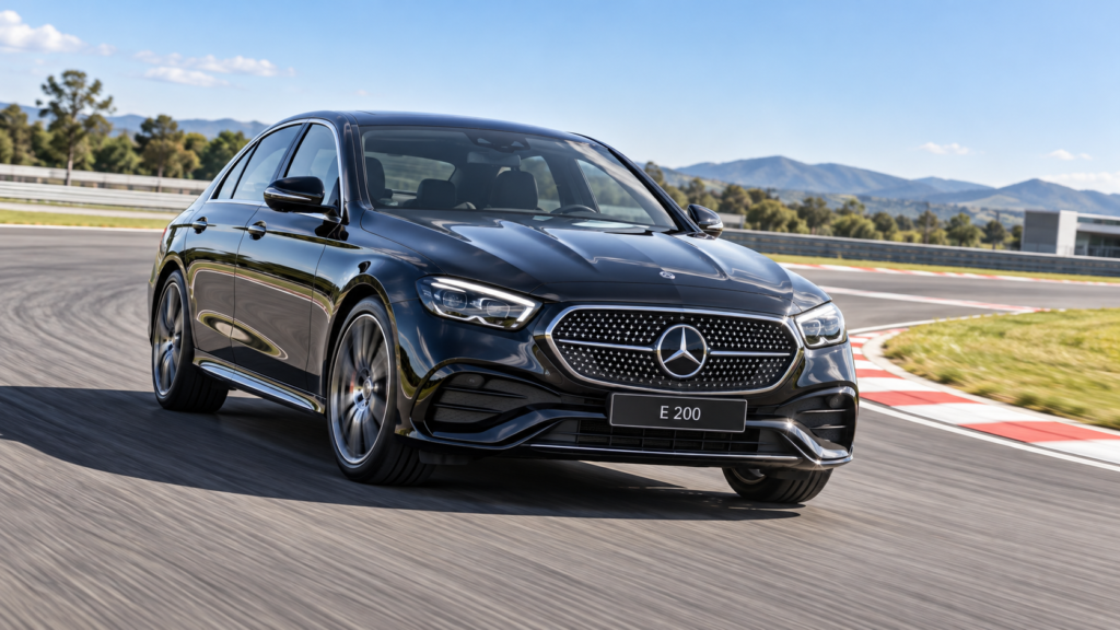 Testing Vehicle of Choice: Mercedes E200 on dry handling action